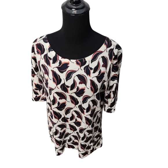 Ann Taylor Crew Neck 3/4 Sleeves Leaf  Size Large - Picture 5 of 8